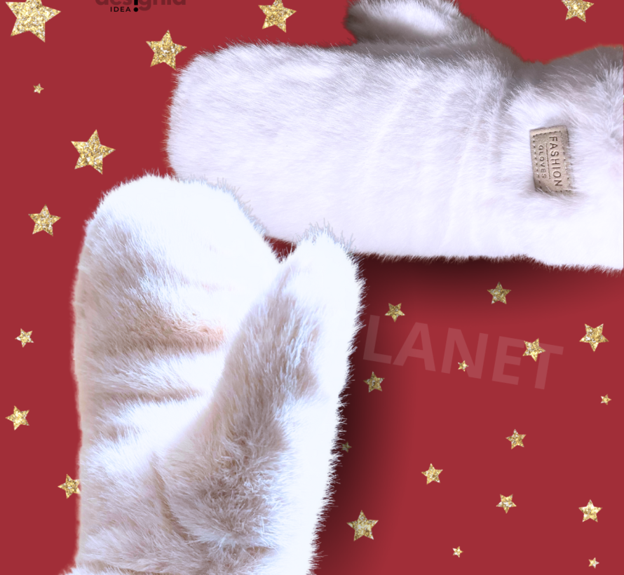 Wanten Fluffy Fake fur voor dames-wit