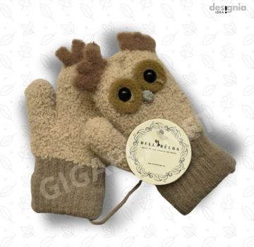 BellaBelga- Belgisch merk Wanten voor kinderen (tot 3 j.) PETIT HIBOU-van BellaBelga - bruin