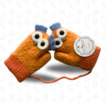 BellaBelga- Belgisch merk Wanten voor kinderen (tot 3 j.) PETIT HIBOU-van BellaBelga - Oranje