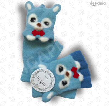 BellaBelga- Belgisch merk Winter TRANSFORMER-OPENVINGER FOXY Handschoenen-lichtblauw