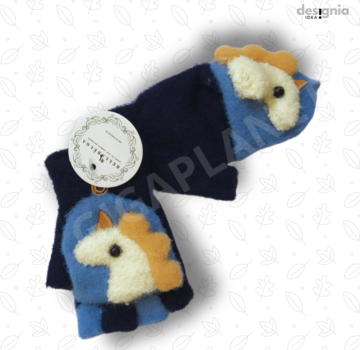 BellaBelga- Belgisch merk Winter TRANSFORMER-OPENVINGER UNICORN handschoenen Blauw