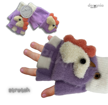 BellaBelga- Belgisch merk Winter TRANSFORMER-OPENVINGER UNICORN Handschoenen paars