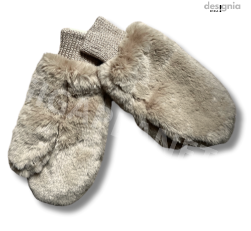 Wanten Fluffy Fake fur voor dames-Bruin