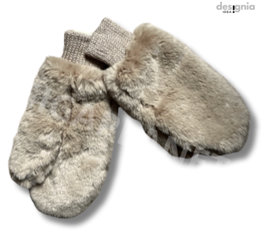 Wanten Fluffy Fake fur voor dames-Bruin