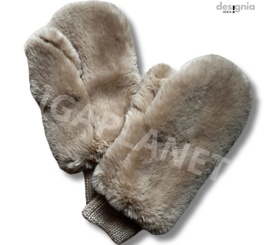 Wanten Fluffy Fake fur voor dames-Bruin