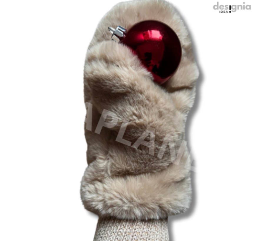 Wanten Fluffy Fake fur voor dames-Bruin