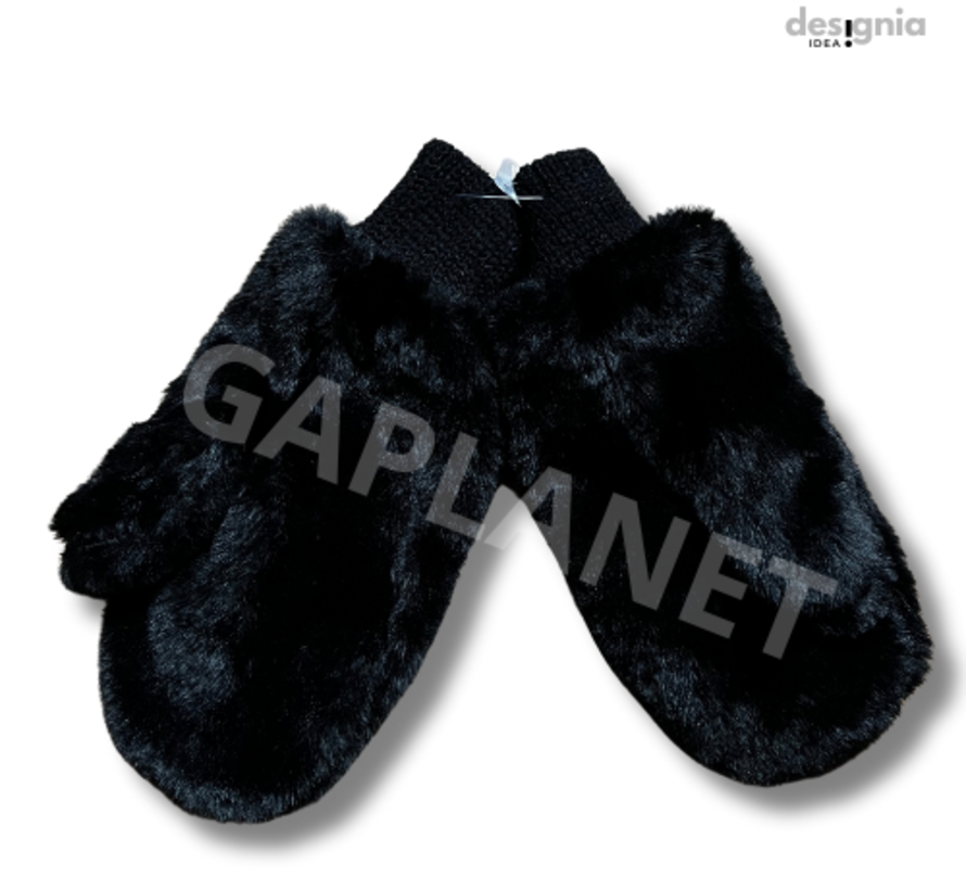 Wanten Fluffy voor dames zwart