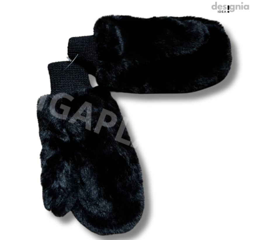 Wanten Fluffy voor dames zwart