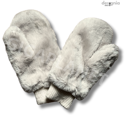 Wanten Fluffy Fake fur voor dames - gebroken wit