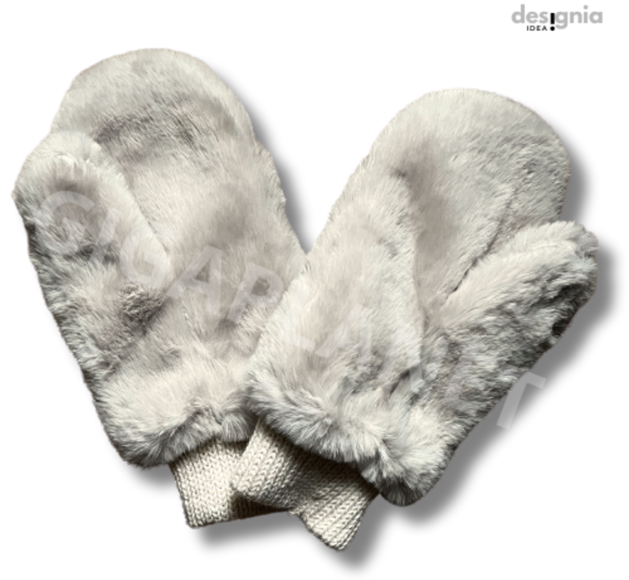 Wanten Fluffy Fake fur voor dames - gebroken wit