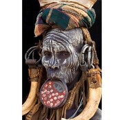 Mondiart A Dutch brands Company Gobelin geweven wandtapijt 120/180 Mursi vrouw Ethiopië WH1913 uitgerekt op een draagbalk