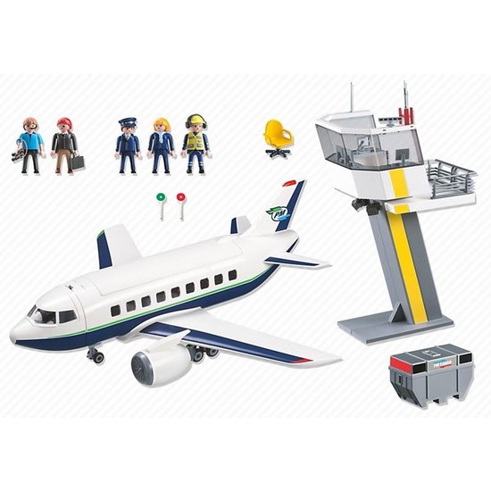 Playmobil Playmobil Vracht- en Passagiersvliegtuig met Verkeerstoren - 5261