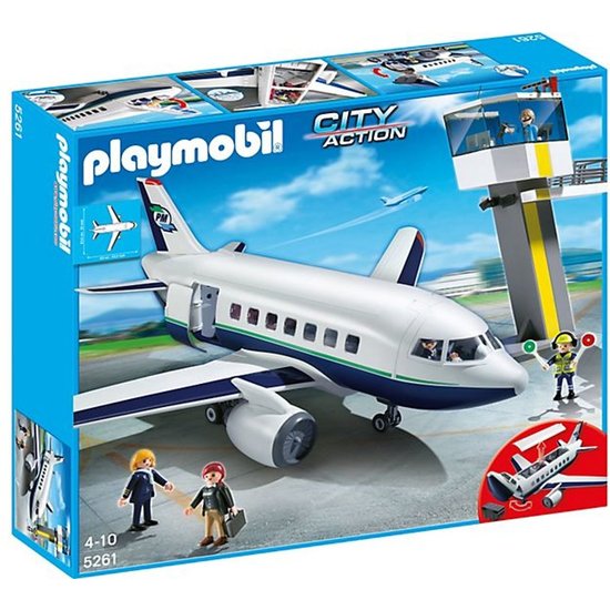 Playmobil Playmobil Vracht- en Passagiersvliegtuig met Verkeerstoren - 5261