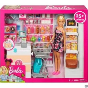Barbie Supermarkt incl. winkelwagen en Barbiepop