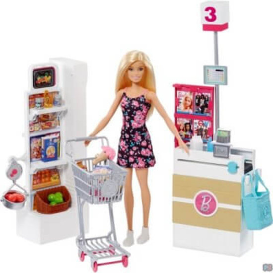 Barbie Barbie Supermarkt incl. winkelwagen en Barbiepop