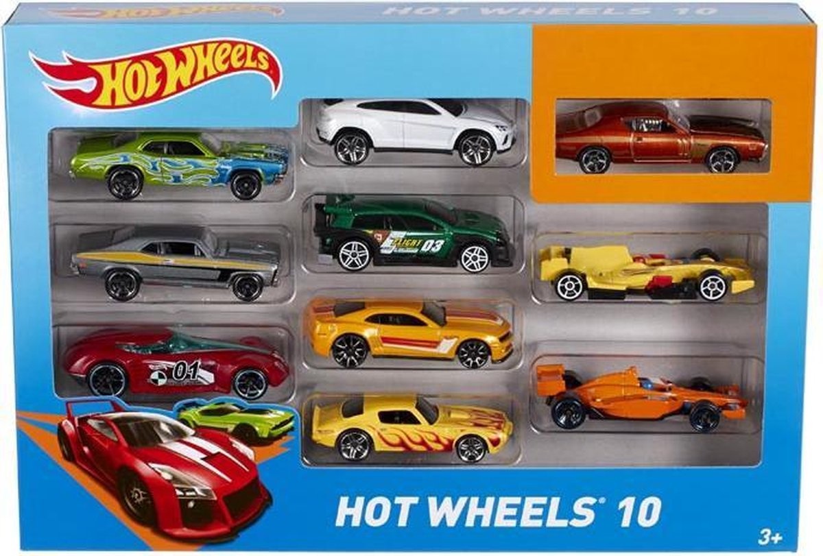 regering ontbijt Acht Hot Wheels Cadeauset met 10 Auto's - Assortiment | PS Toys