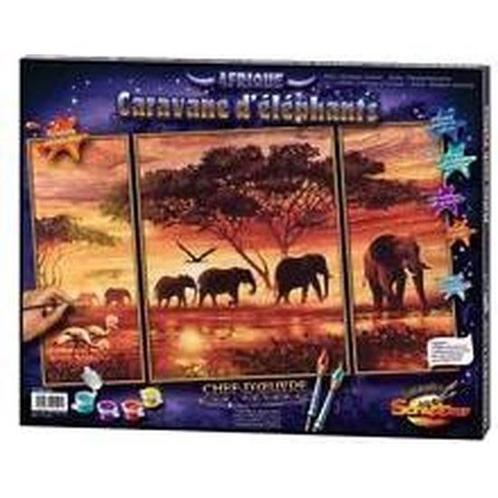 Schipper Schilderen op Nummer Triptychon - Olifanten