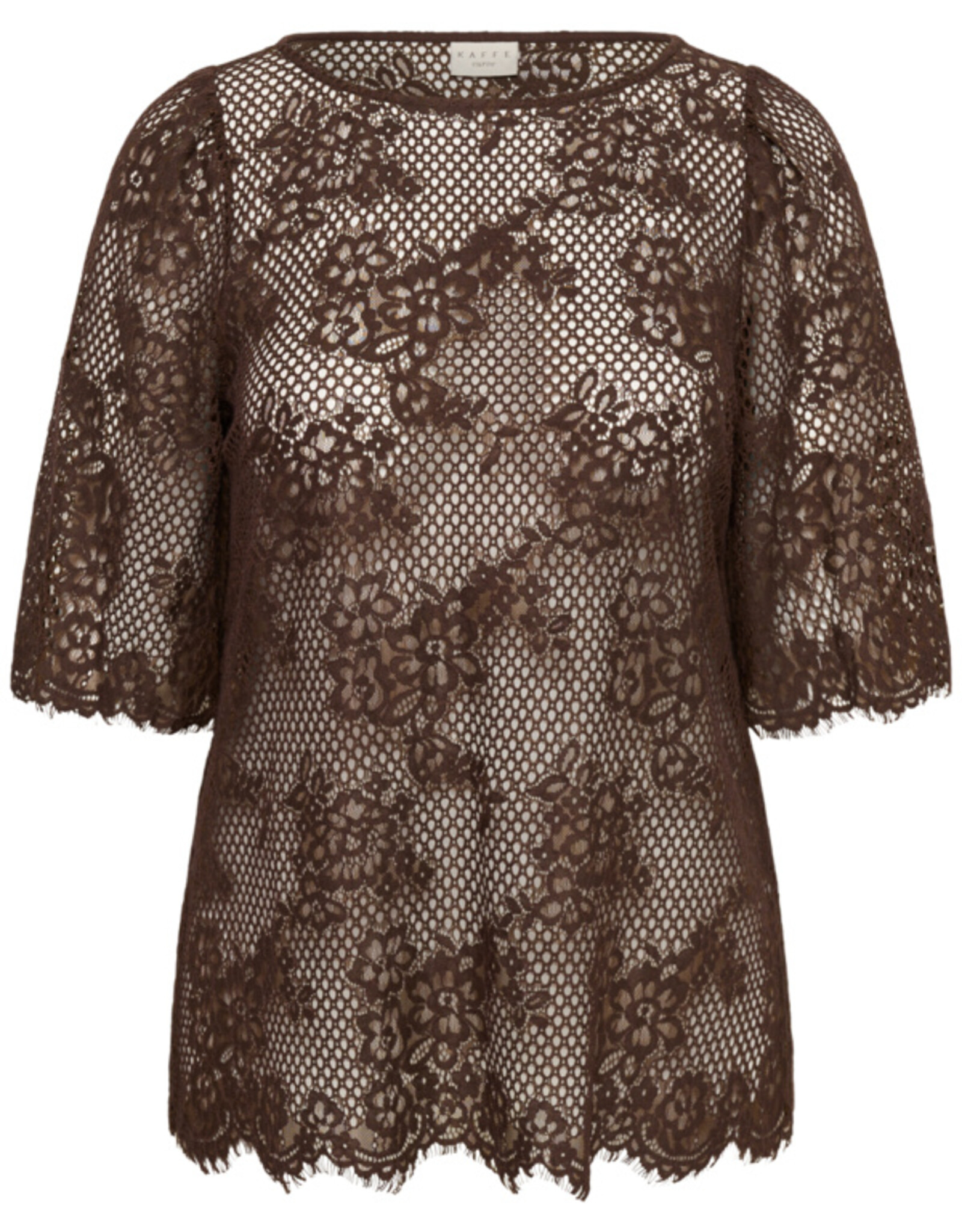 Kaffe curve Bloes KCcarley Lace Blouse Coffe Bean