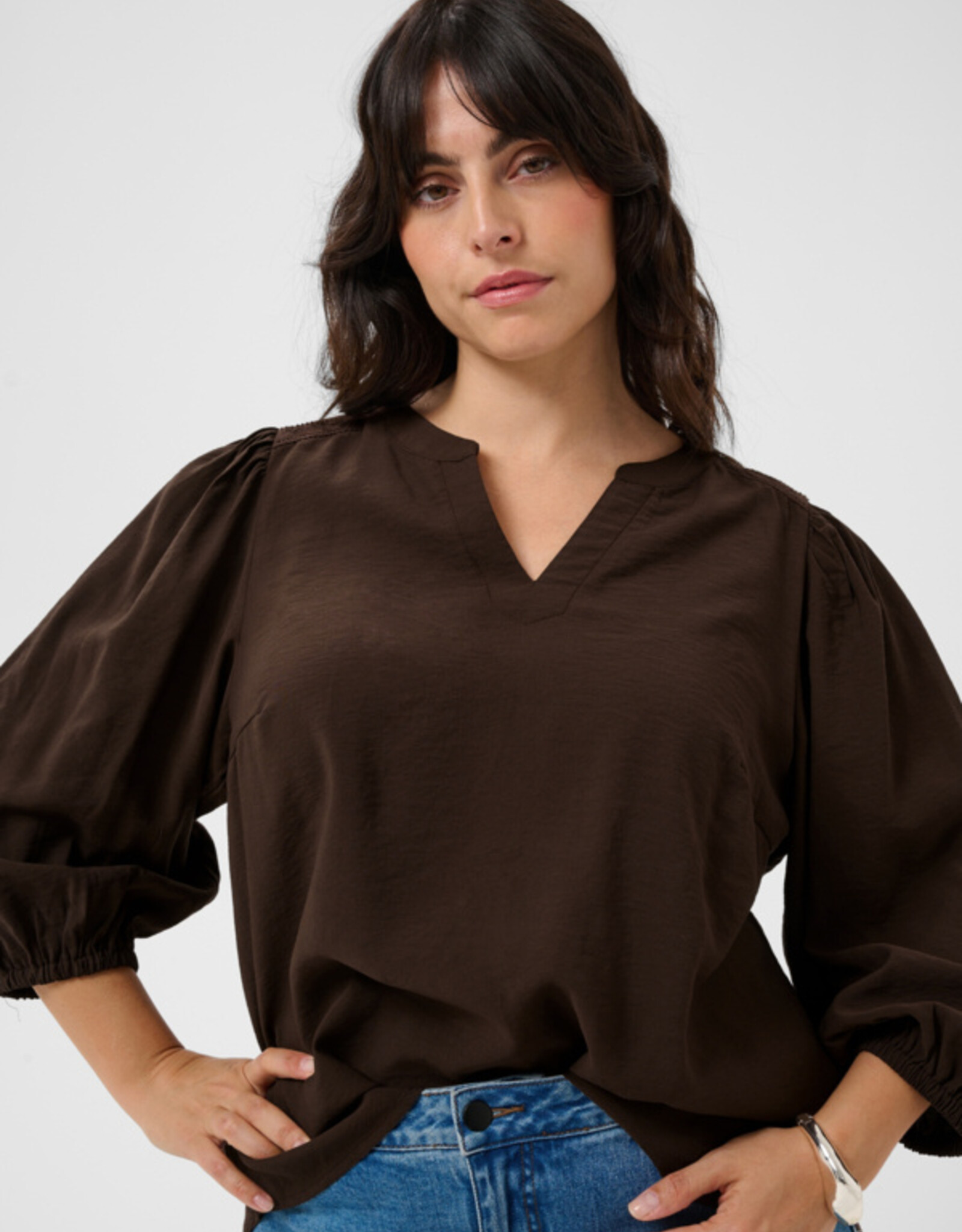Kaffe curve Bloes KCalberte Blouse Coffe Bean