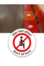 Sticker "don't sit here/hier niet zitten" 20 cm