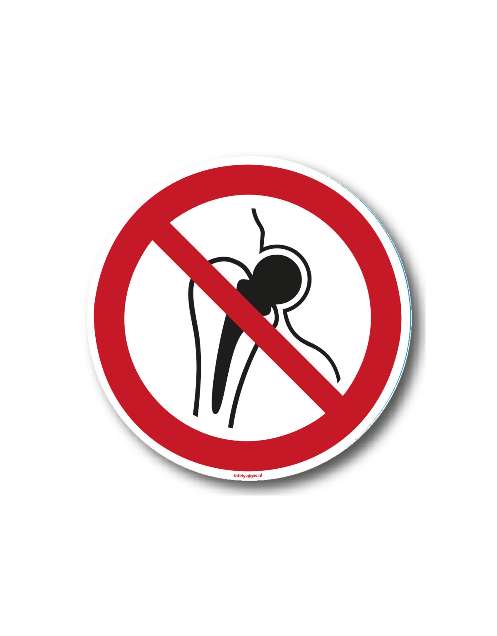 safety-signs.nl Pictogram - P014 - Verboden voor personen met metalen implantaat - ISO 7010