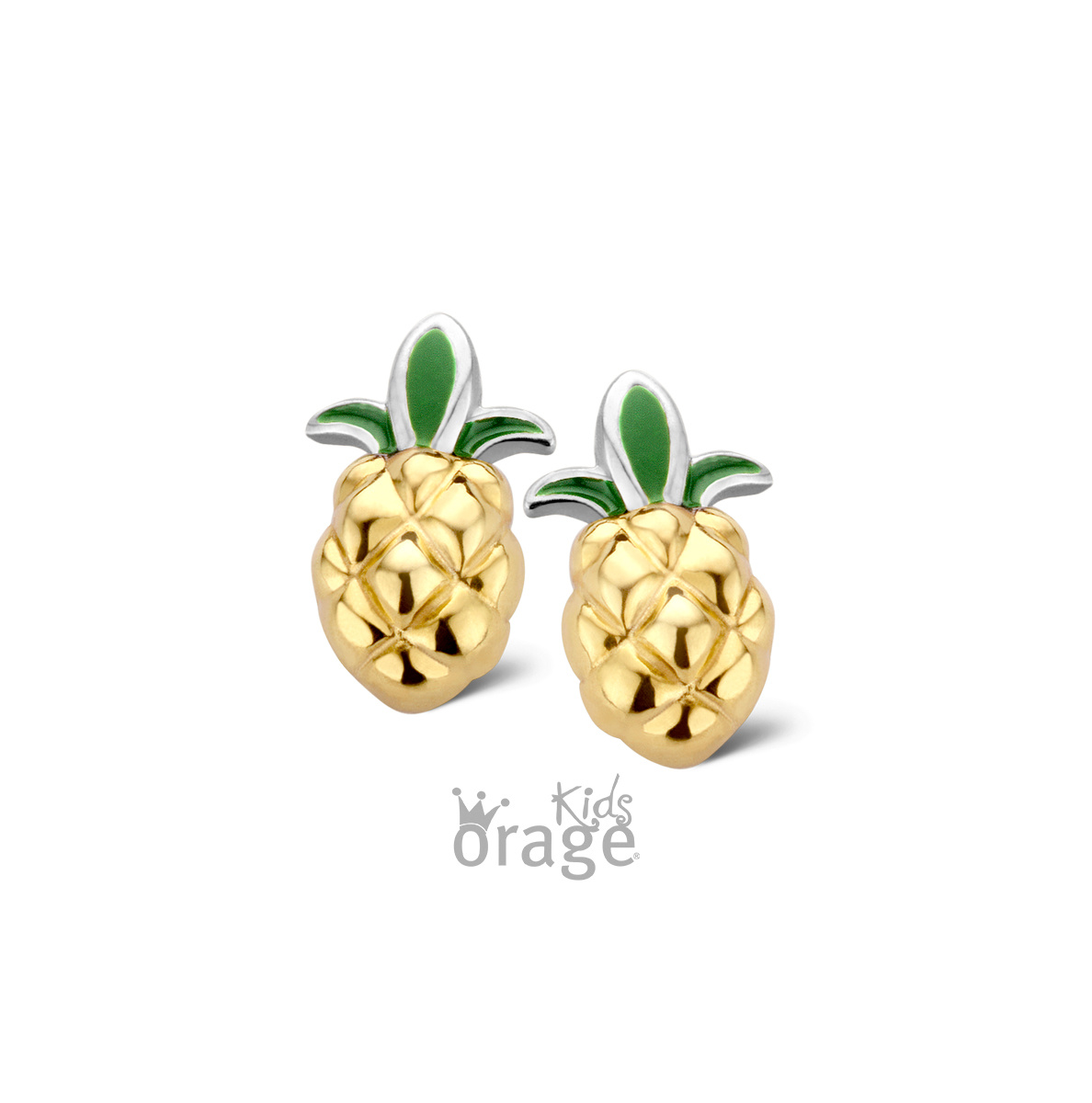 Orage kids Oorringen ananas geel groen