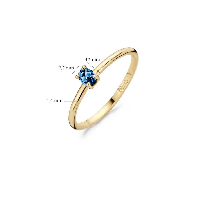 Blush Blush Ring 1204YLB - Geelgoud met Blue Topas (14krt.)