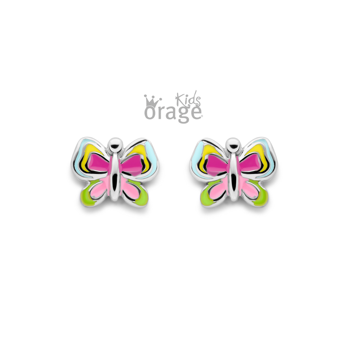 Orage kids K2604 Oorringen vlinder multi color 925 rh