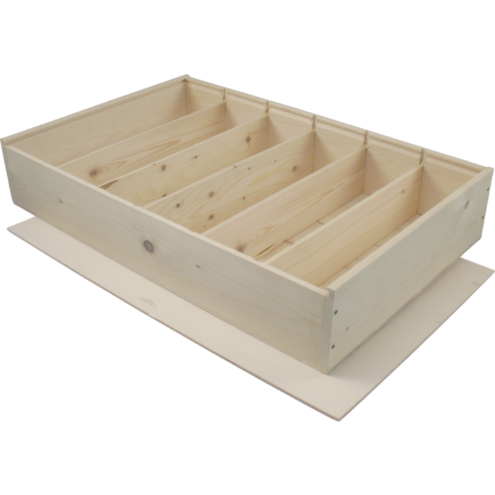 Houten kist  met schuifdeksel en houtwol (kies juiste formaat)