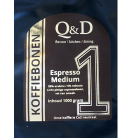 Q&D KOFFIEBONEN -COFFEE BEANS- KOFFIEBONEN ESPRESSO 1KG MEDIUM