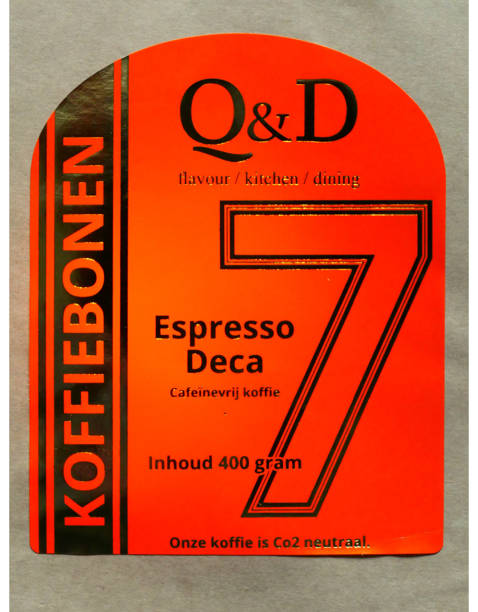 Q&D KOFFIEBONEN -COFFEE BEANS- KOFFIEBONEN -400GRAM ESPRESSO DECA