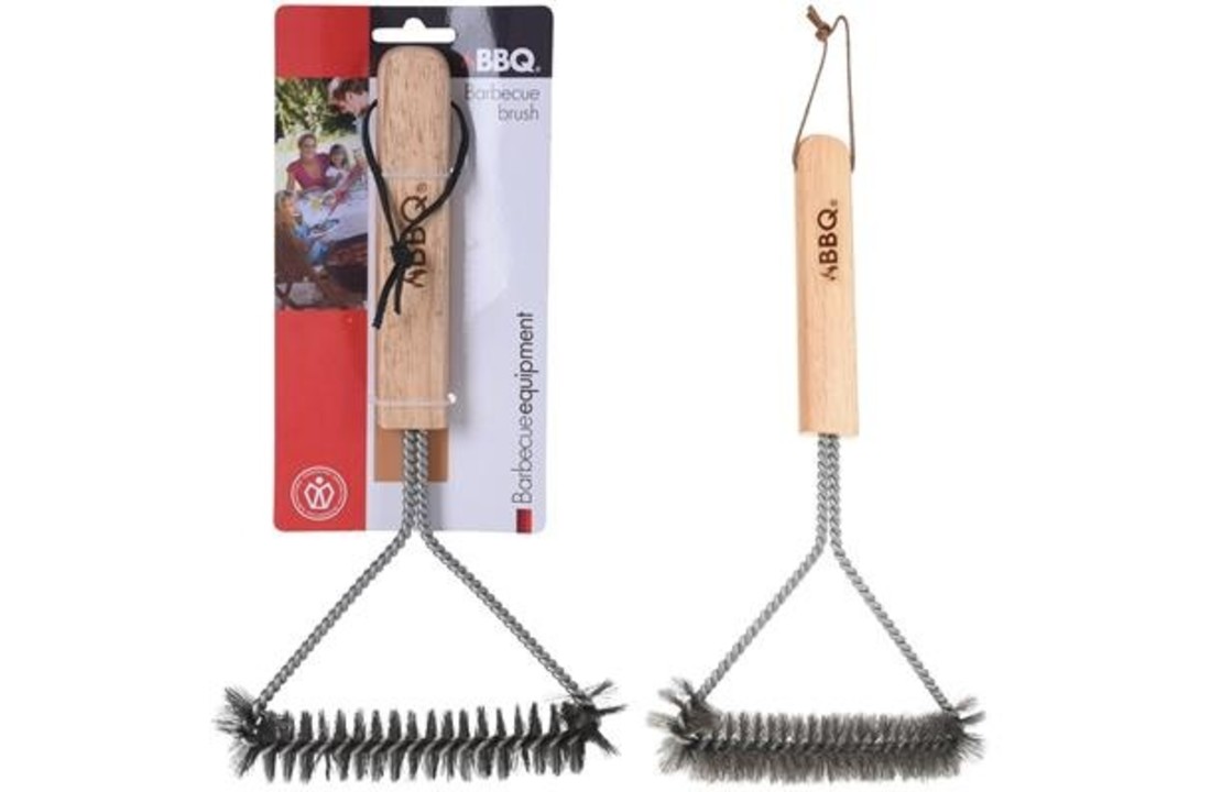 Barbecue borstel RVS/hout 30x14cm