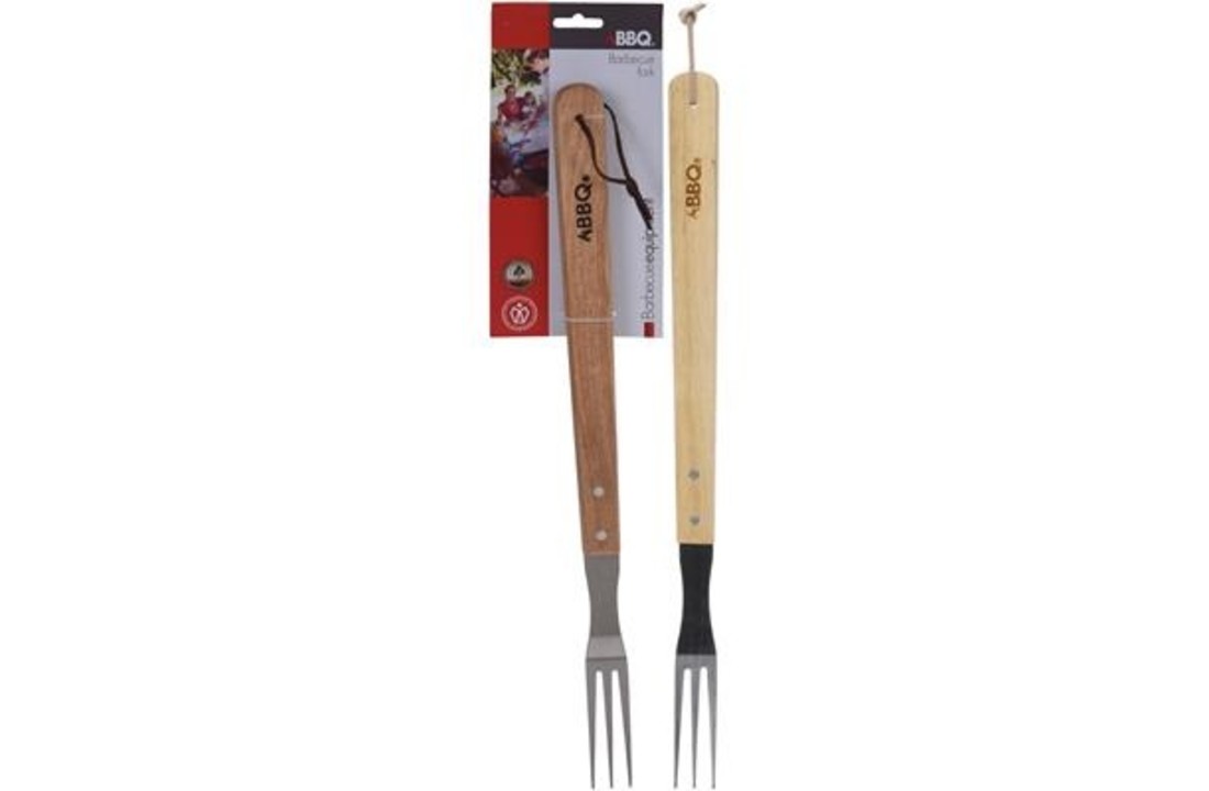 Barbecue vork RVS/hout 46x7cm