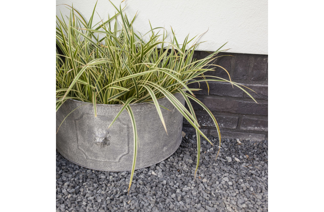 Esschert design - Aged Metal bloempot Leeuw halfrond set van 2