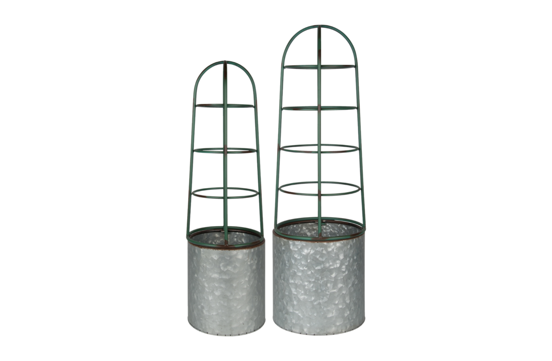 Esschert design - Bloembak met plantensteun set van 2
