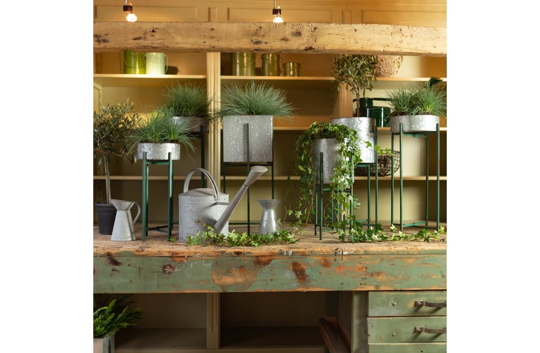 Esschert design - Bloembak op standaard rond set van 2