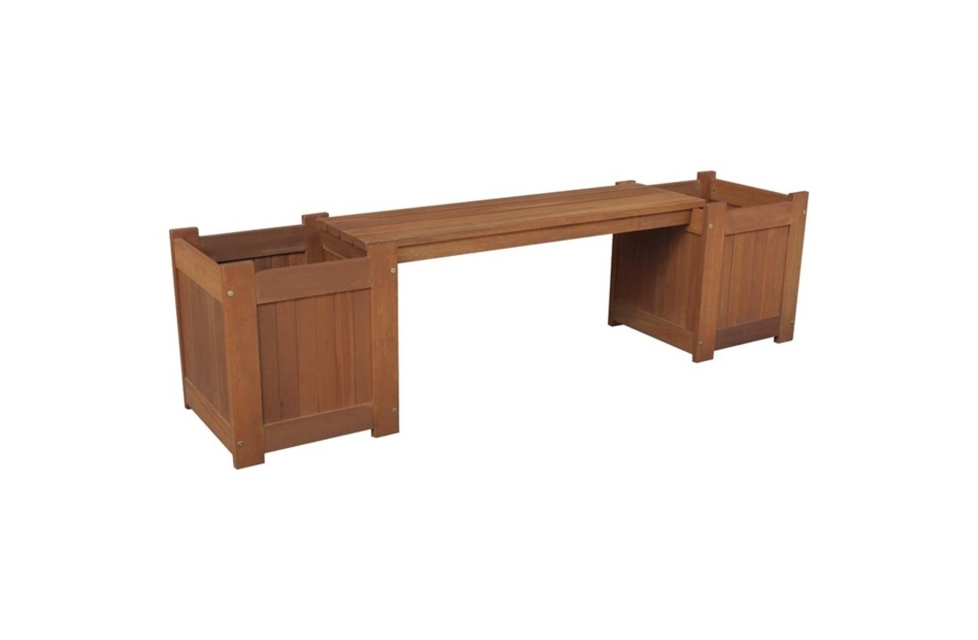 Bloembakken met bank hardhout teaklook 174x40cm