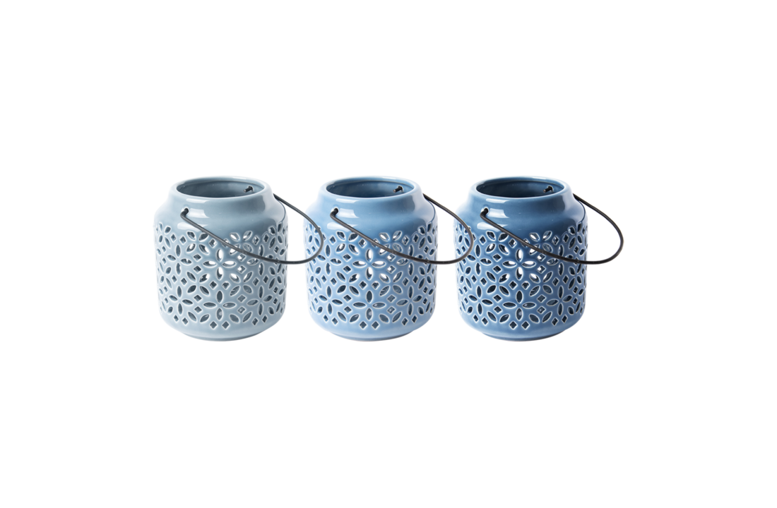 Esschert design - 50 tinten blauw windlicht - S