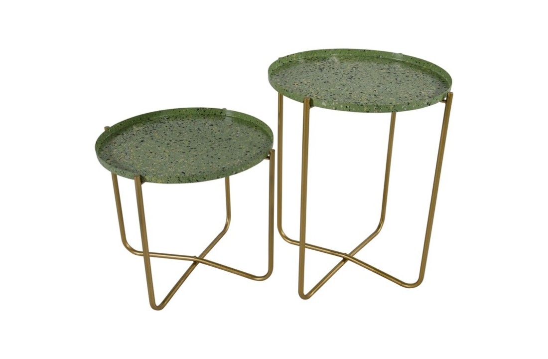 Bijzettafel terrazzo groen ø40,5x50cm