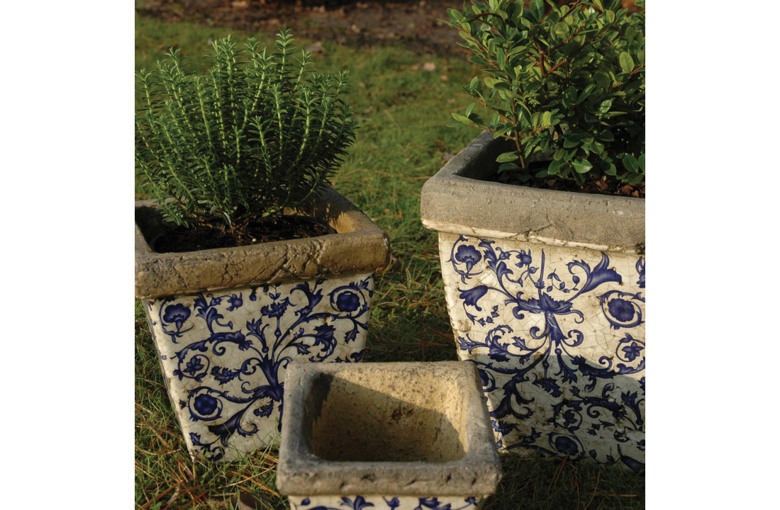 Esschert design - Aged ceramic bloempot set van 3