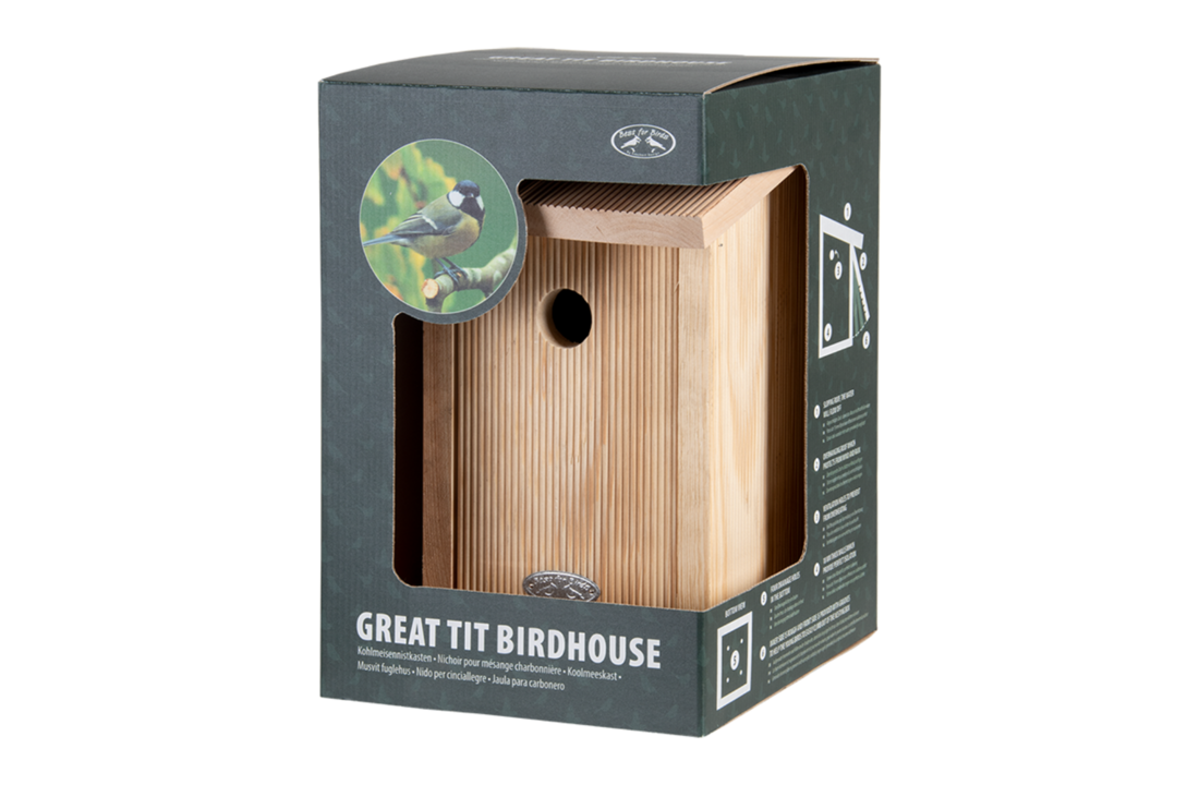 Koolmees nestkast in cadeaudoos
