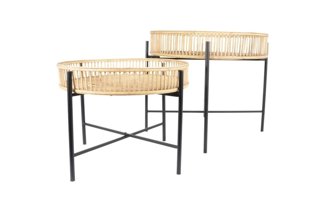 Bijzettafel bamboe naturel Aiko, S/2