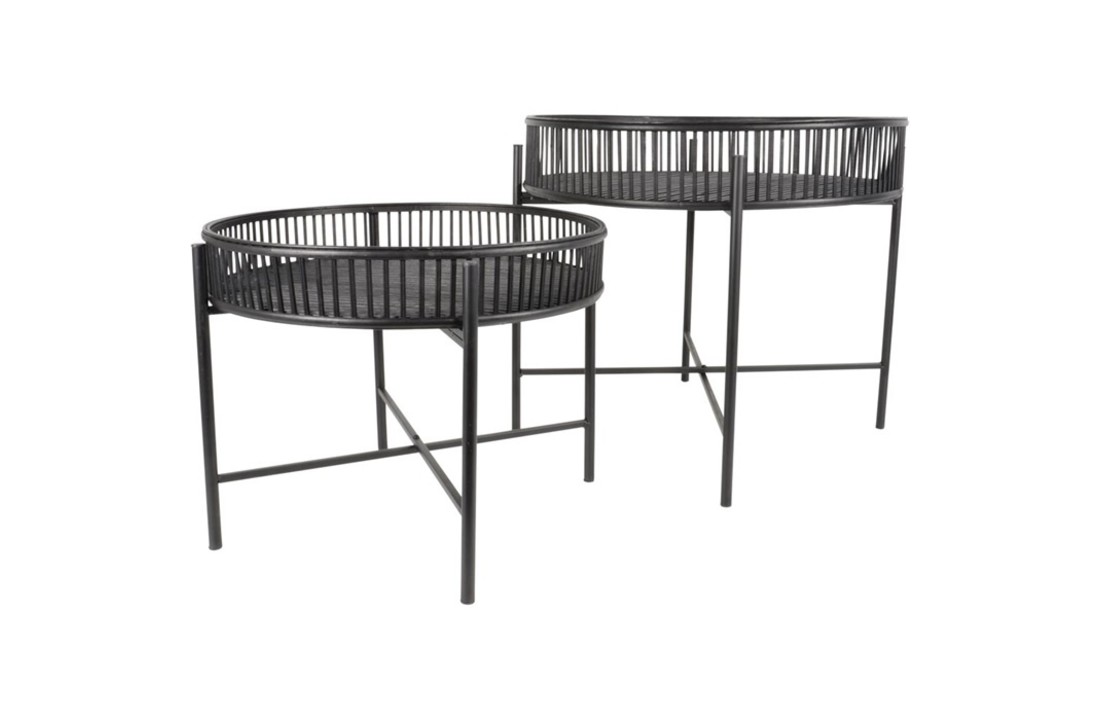 Bijzettafel bamboe zwart Aiko, S/2