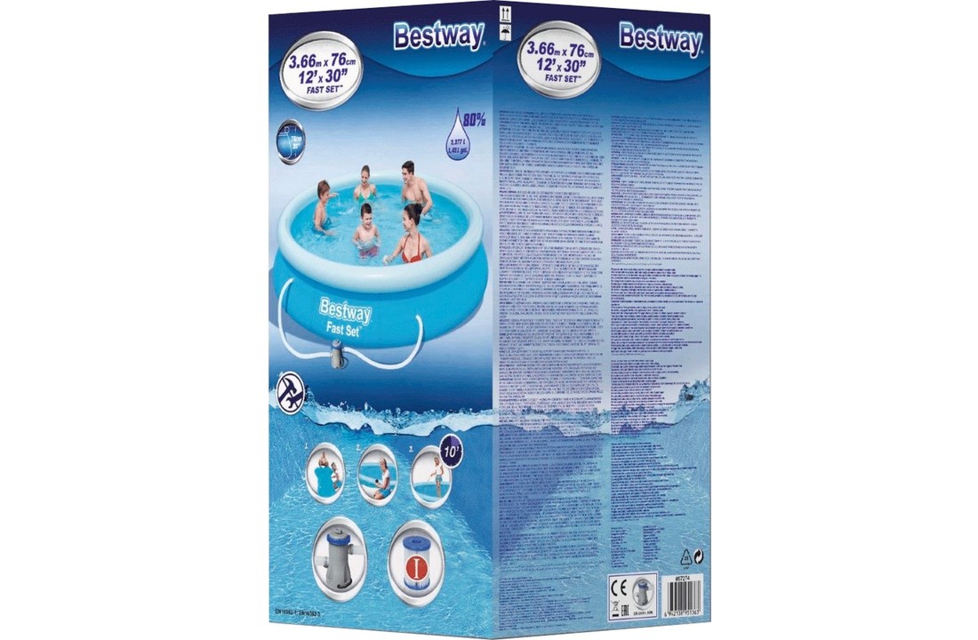 Bestway - Fast Set zwembad rond 366x76cm + pomp