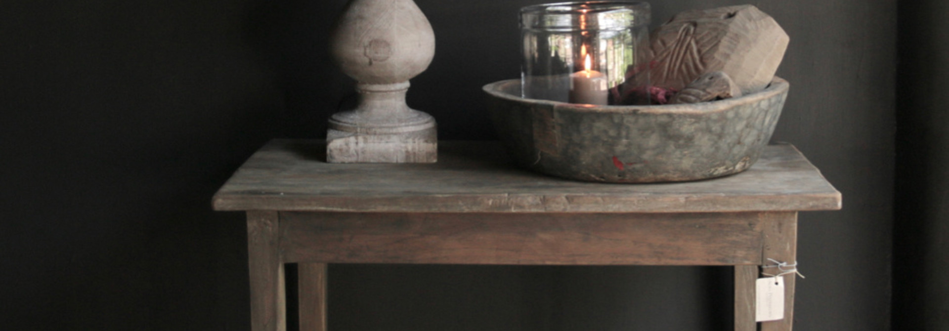 Oud Authentiek stoer klein driftwood houten tafeltje