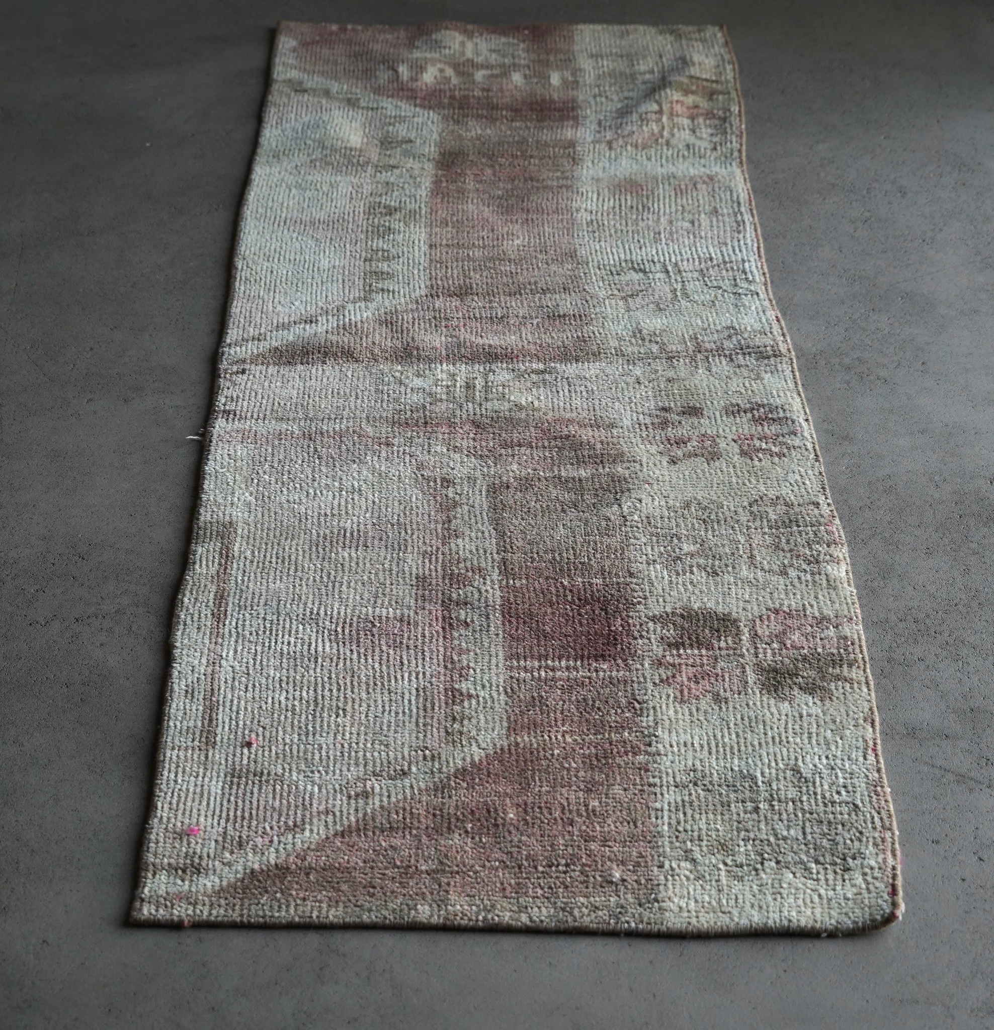 Vintage, handgemachter Woll Kelim Teppich-2