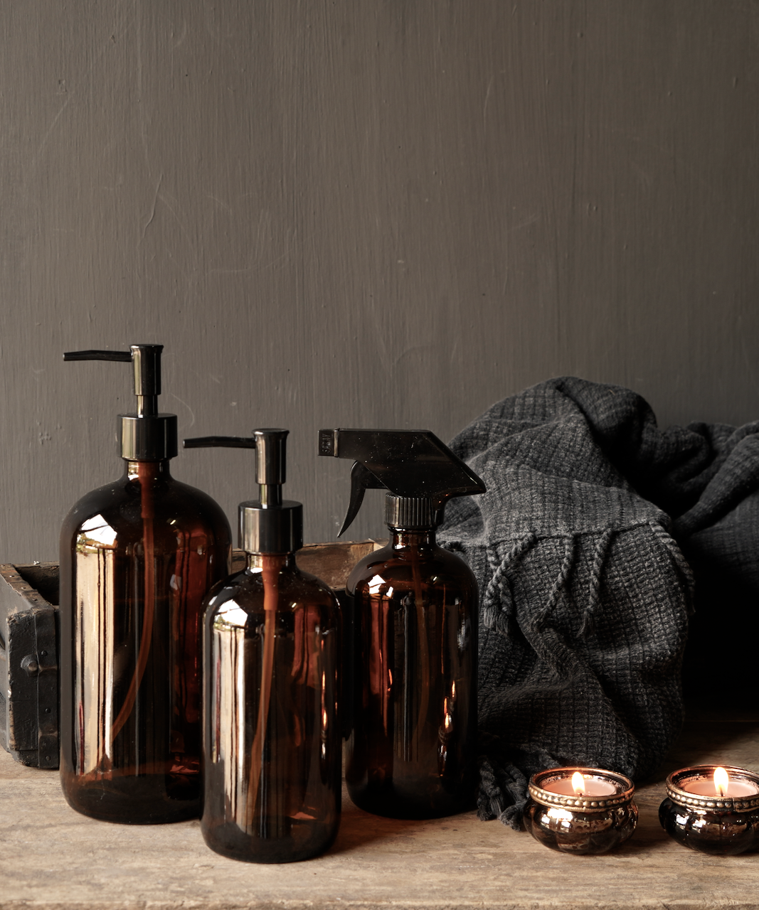 Licht shampoo geluid bruin glazen zeepdispenser - HerbersLifestyle