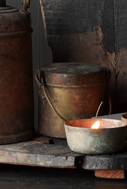 Antique India copper milk / butter jar with lid