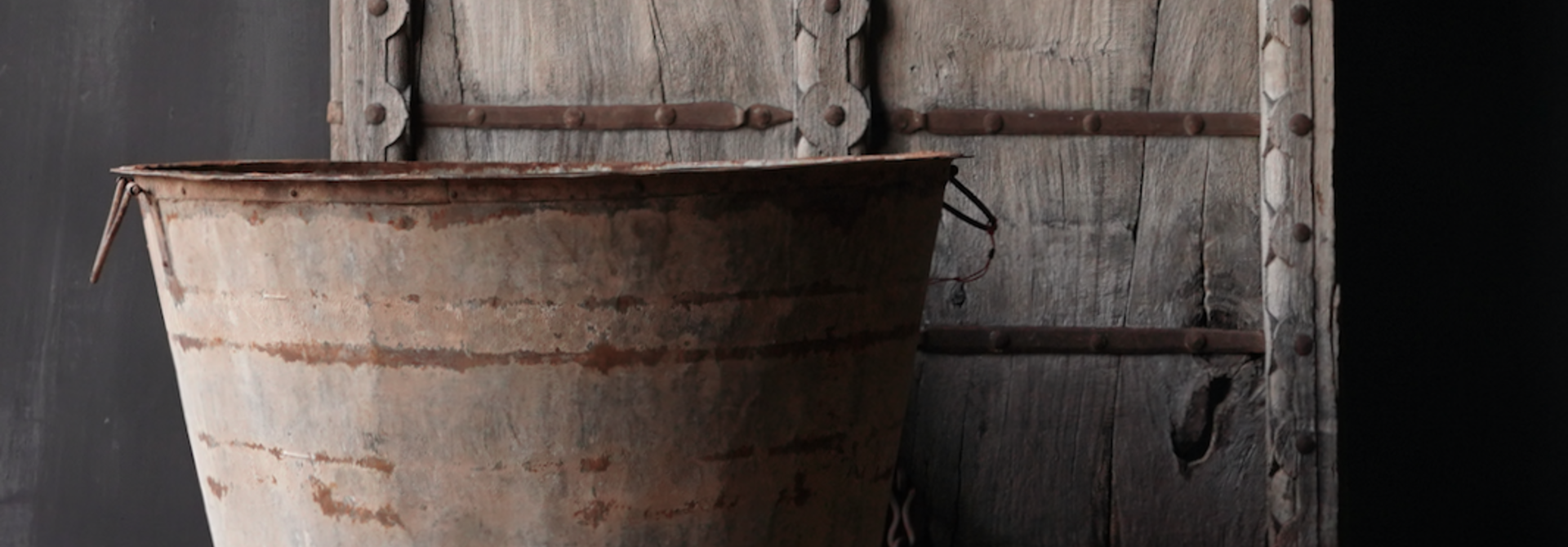 Old zinc Olive planter