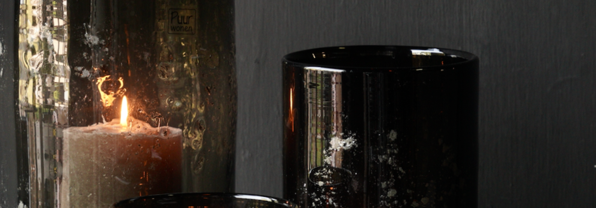 Dik Glazen windlicht Chocolate Puur Wonen
